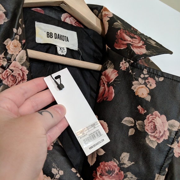 BB Dakota Vegan Faux Leather Floral Moto Jacket - Picture 3 of 6